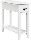 Narrow End Table with Drawer and Open Shelf, White M595