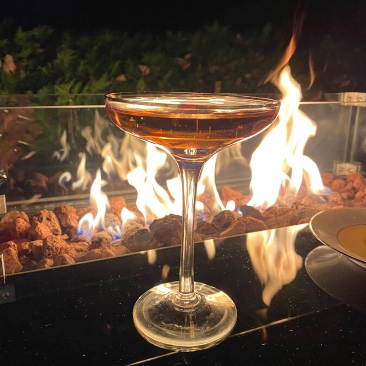 Propane Fire Pit Table, 43 Inch 50,000 BTU Auto-Ignition with Glass Wind Guard and Lava Stone G637