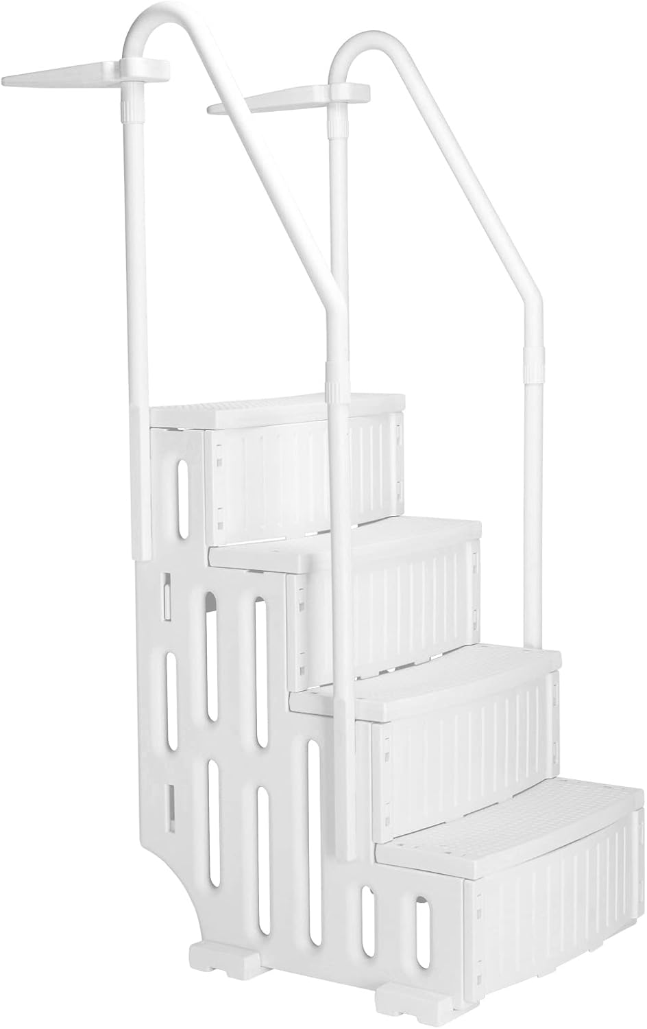 White Adjustable Above Ground Swimming Pool Ladder with Handrails E779