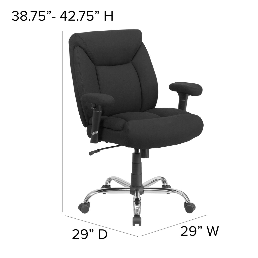 Big & Tall 400 lb. Rated Black Fabric Tufted Swivel Ergonomic Office Chair P2888