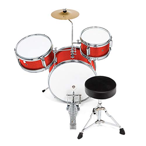 3-Piece Kids Drum Set with 14" Bass, Throne, Cymbal, Pedal & Drumsticks Q64065