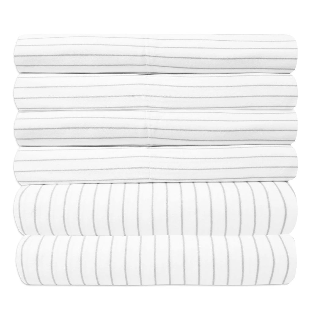 California King White Pinstripe Bed Sheet Set W443