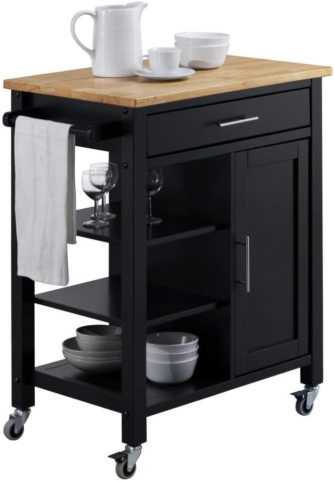 Black and Natural Kitchen Cart D1712
