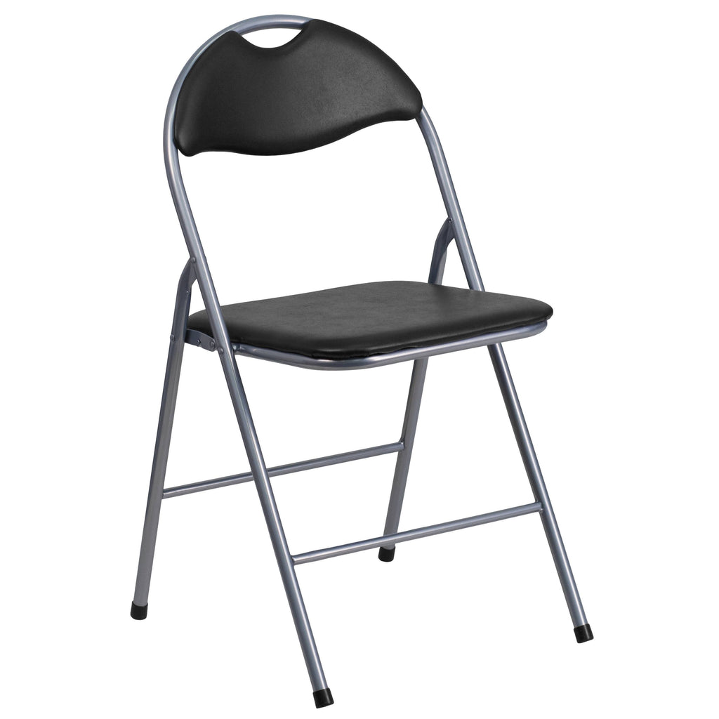 Black Vinyl Metal Folding Chair 4 Pk E851