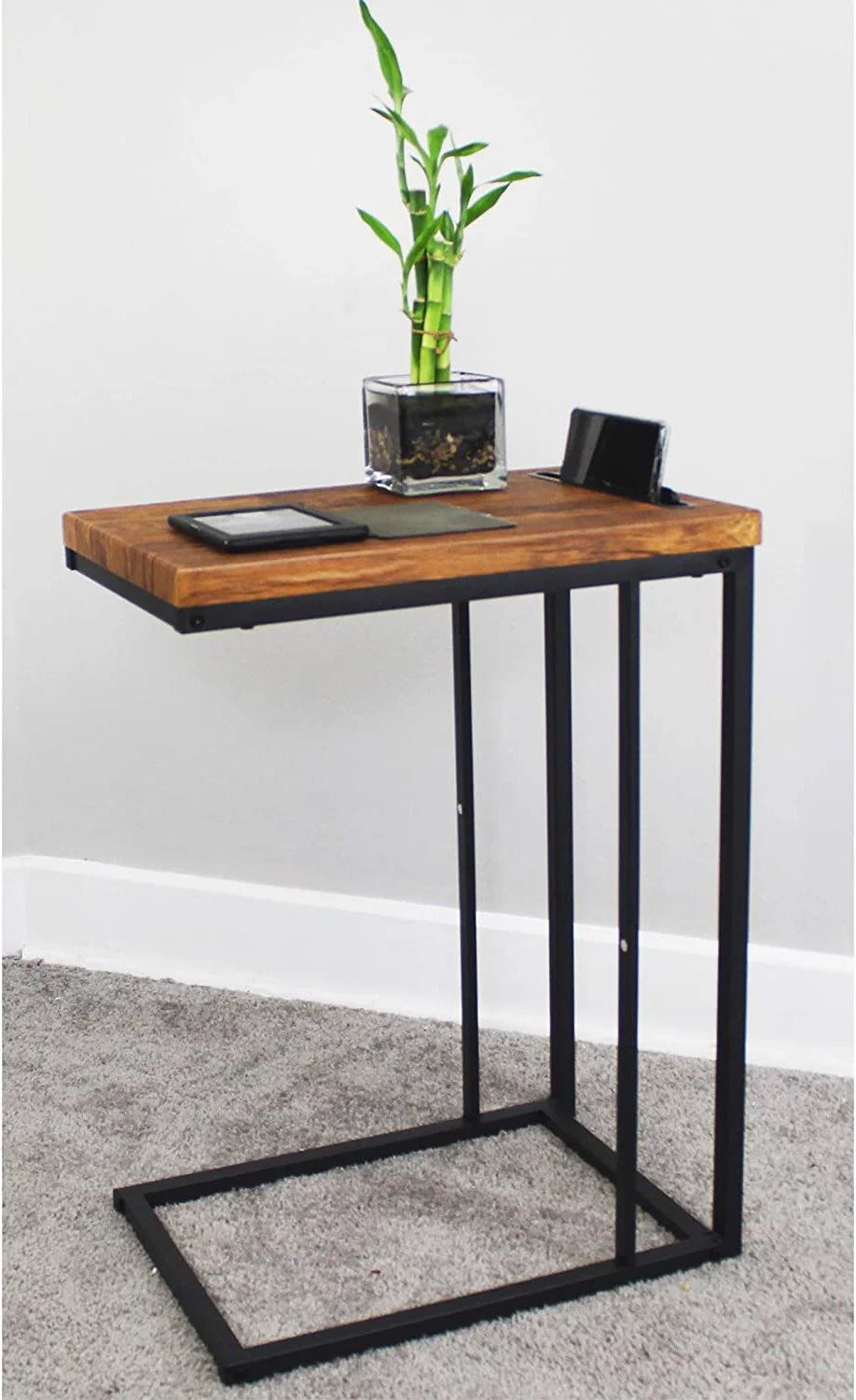 C Shaped Side Table with Coffee Top, 27 Inches B535392