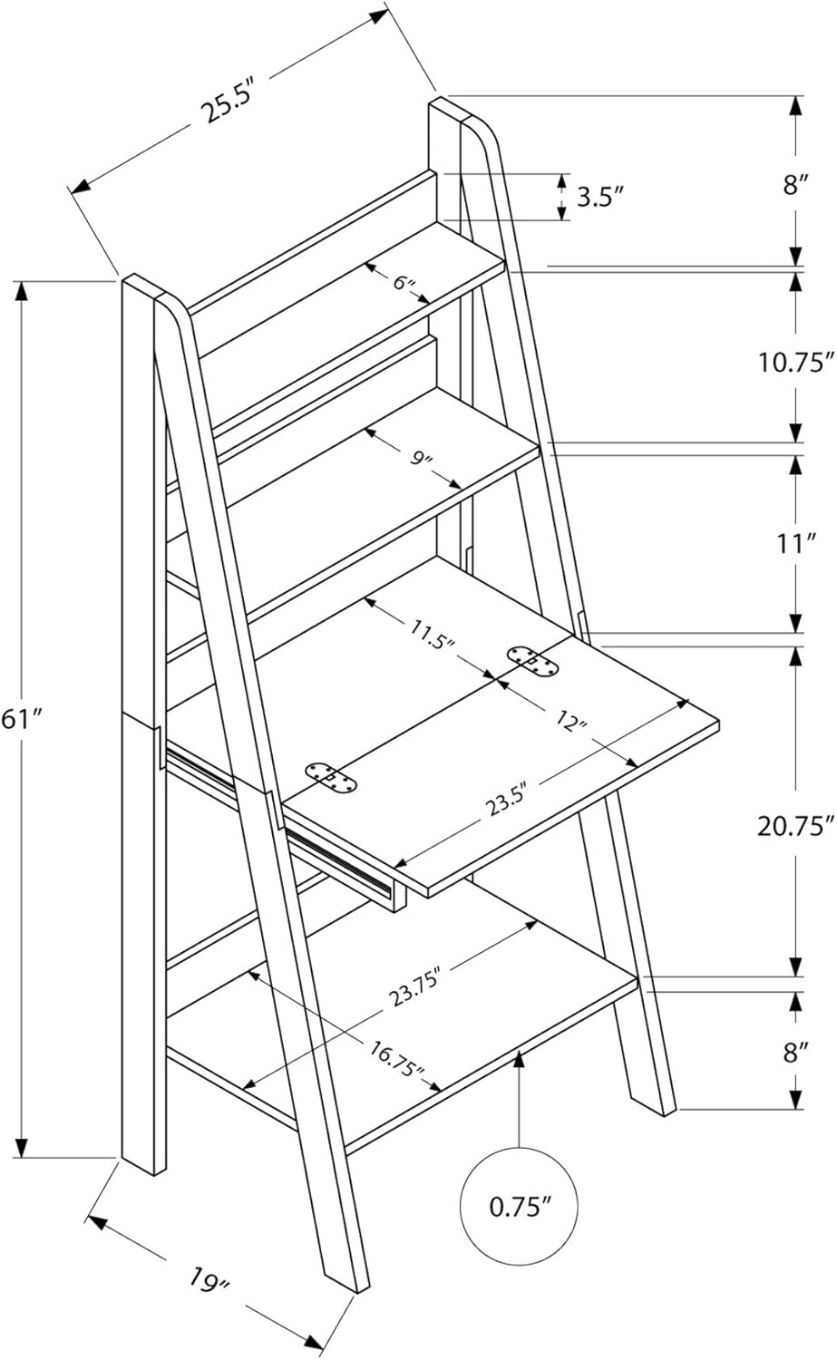 Ladder Desk Bookshelf S789