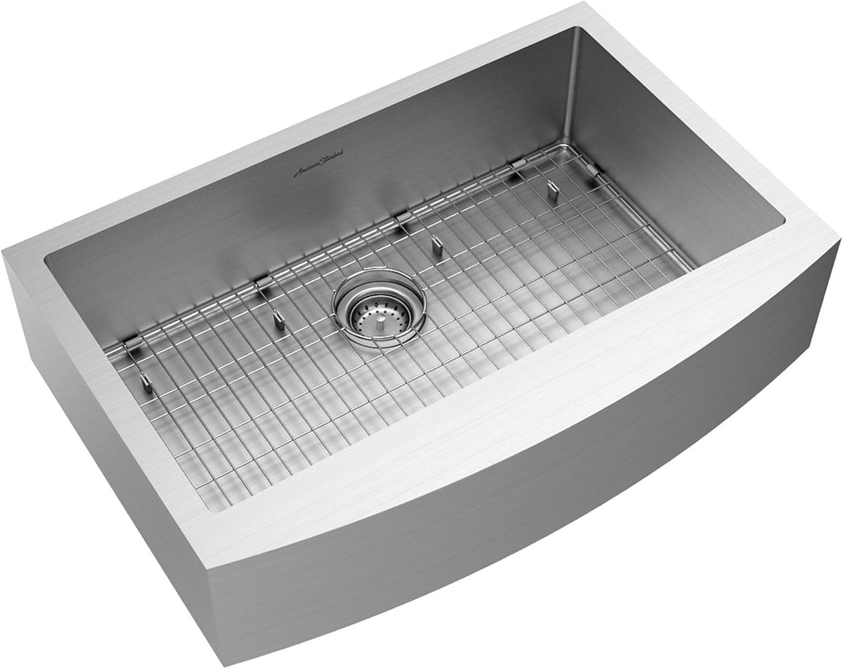 33X22-Inch Stainless Steel Apron Sink with Grid and Drain Y5187