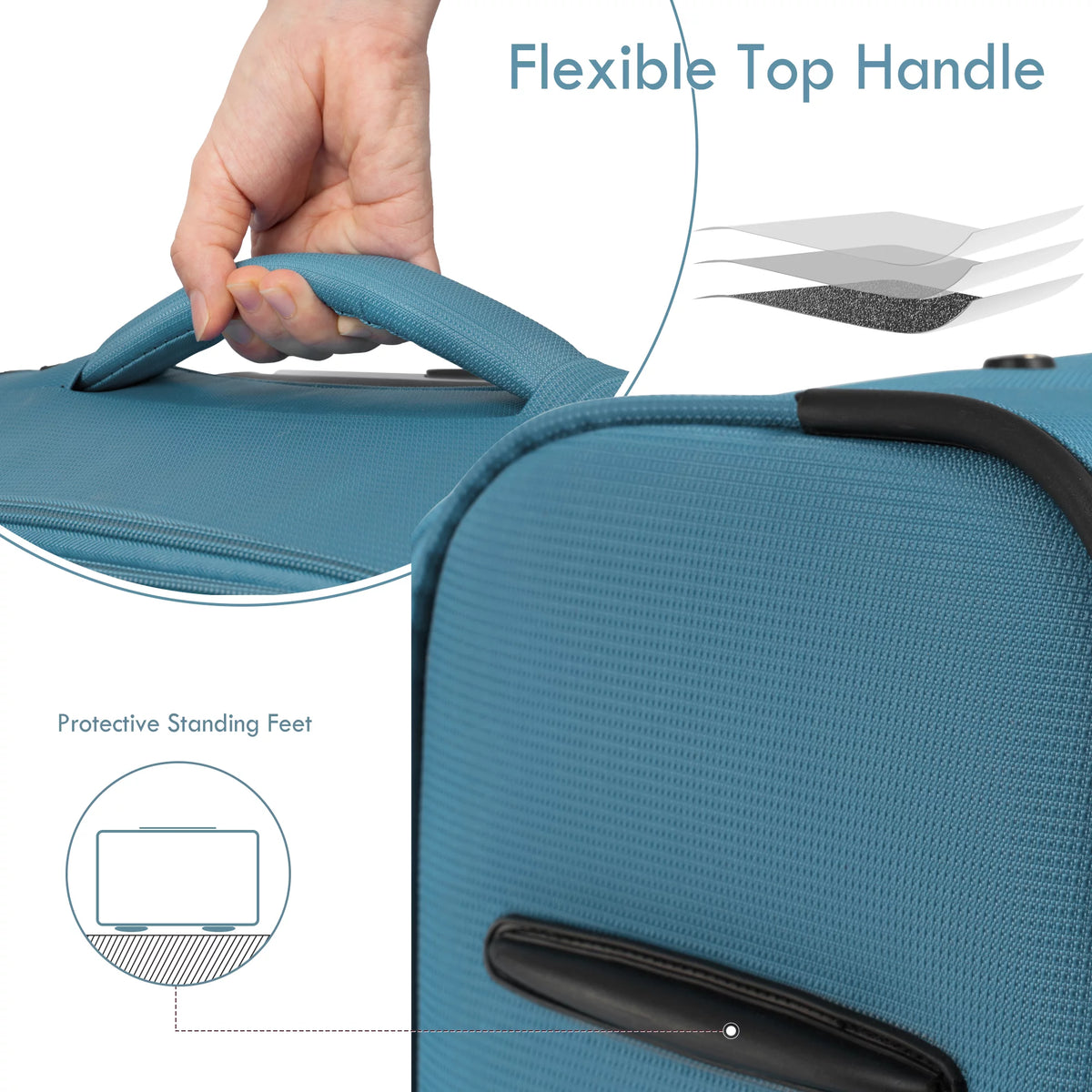 3 PCS Lightweight Expandable Softside Luggage Set with Spinner Wheel and TSA Lock B9922