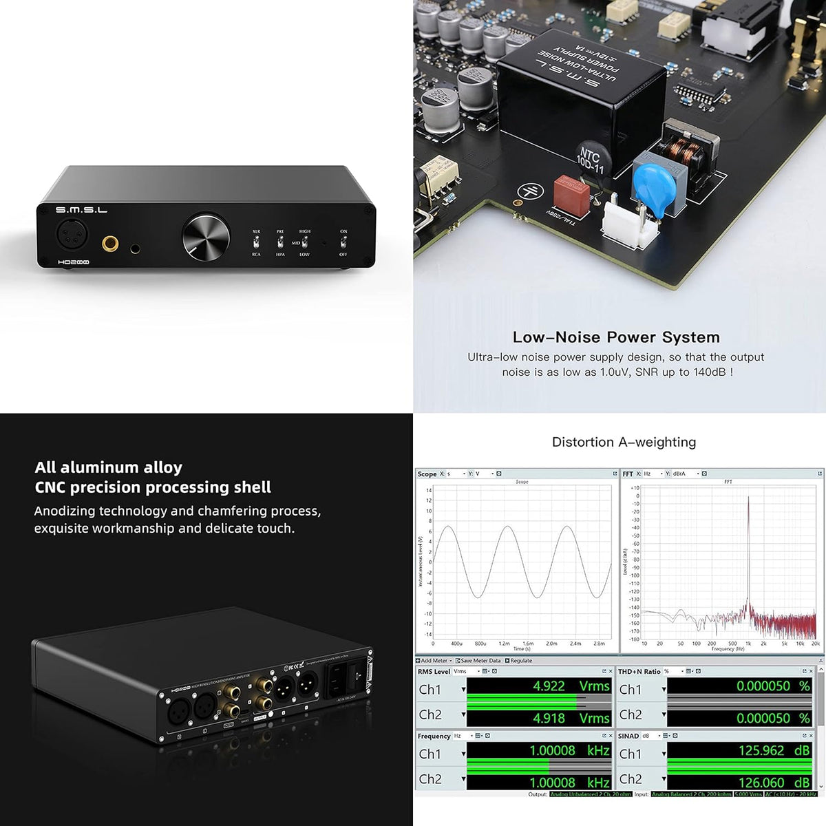 Hi-Res Balanced Headphone Amplifier with RCA/XLR Input 6.35mm 4.4mm XLR Balanced Output S35787