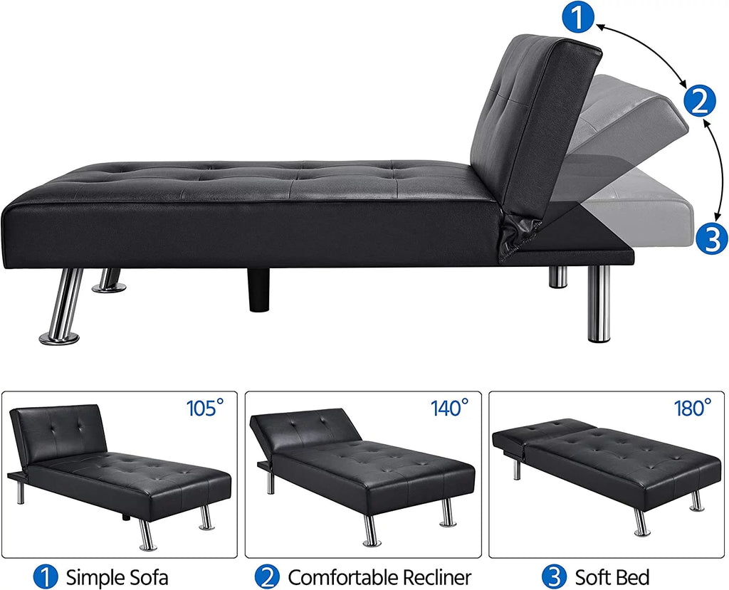 Black Faux Leather Sectional Sofa with Chaise Lounge U266114