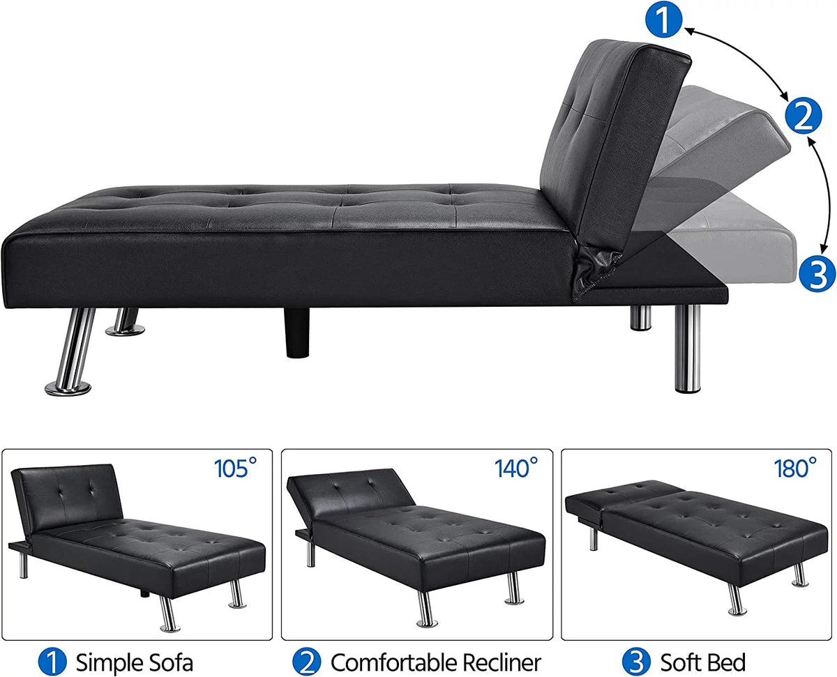 Black Faux Leather Sectional Sofa with Chaise Lounge U266114