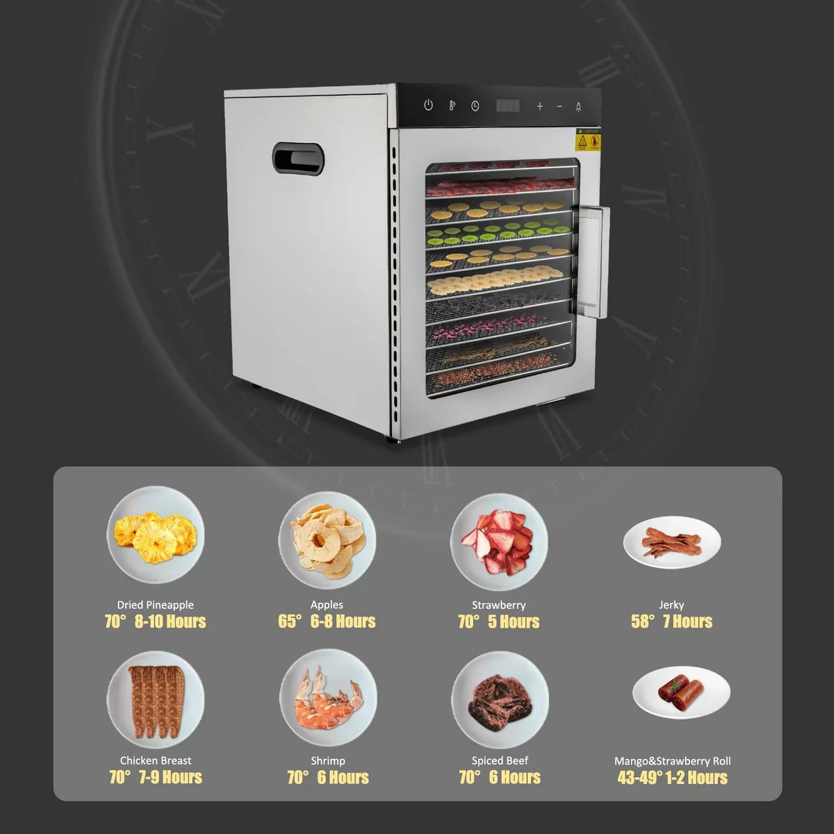 10-Tray Stainless Steel Food Dehydrator V2431