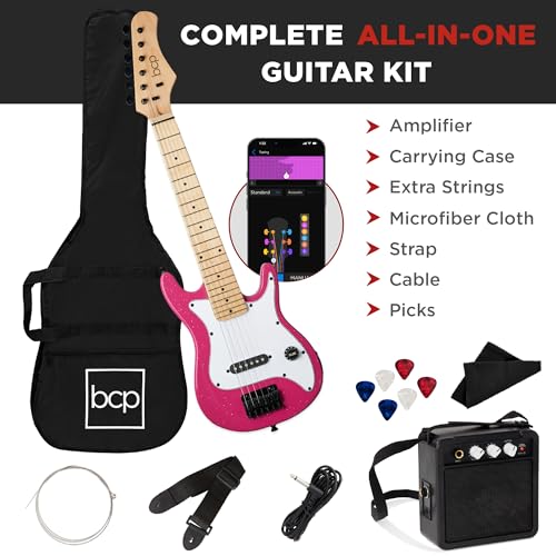 30in Kids Electric Guitar Starter Kit with 5W Amplifier, Strap, Gig Bag, Strings, Picks - Metallic Blue T5492