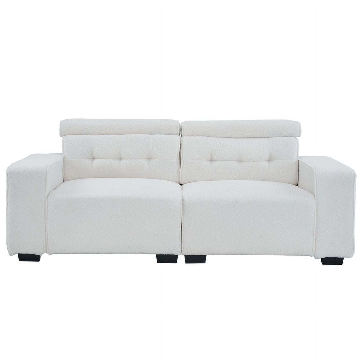 Off-White Teddy Velvet 2-Seat Sofa Bed with Detachable Armrests Z32591