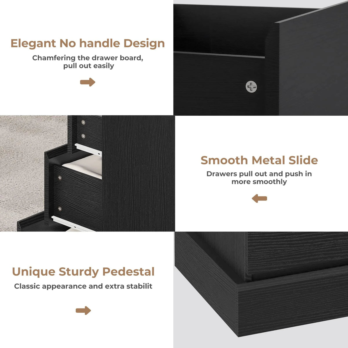 Black 6 Drawer Wooden Dresser G72278