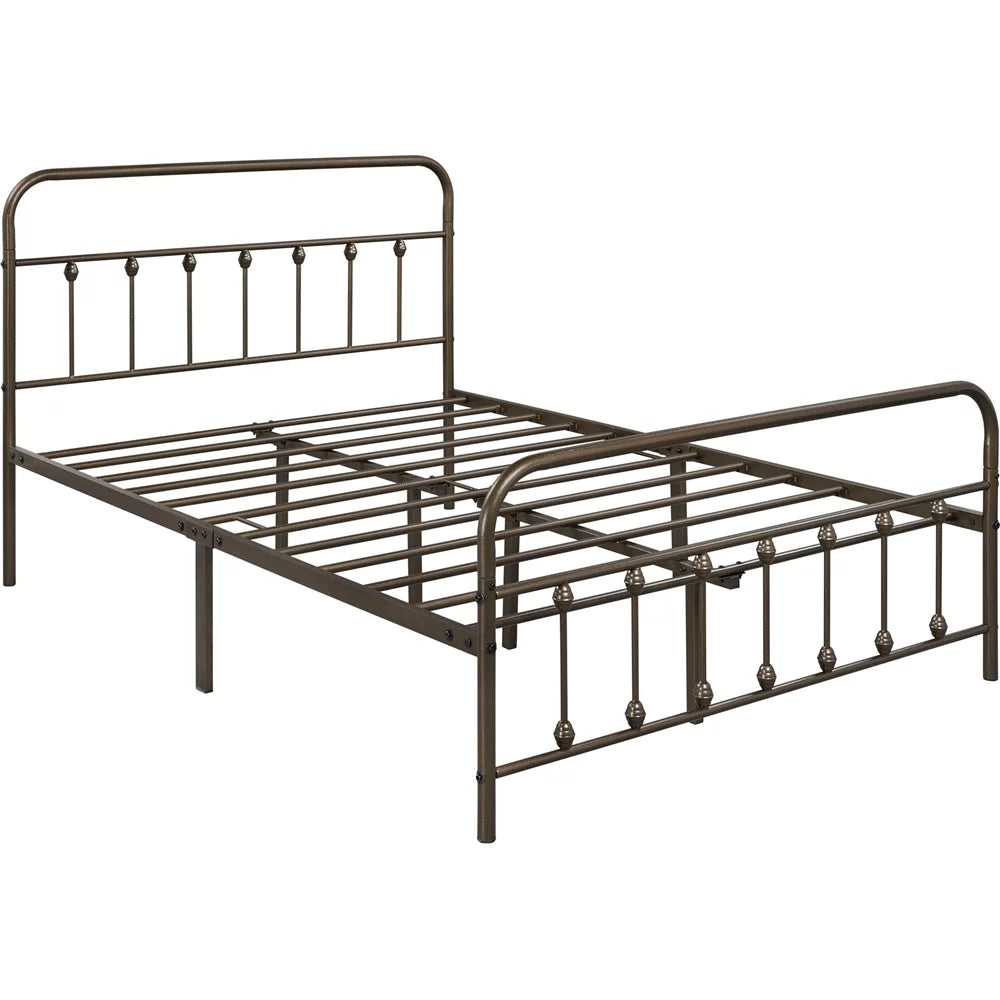 Queen Metal Bed Frame with Headboard & Footboard, White A445696