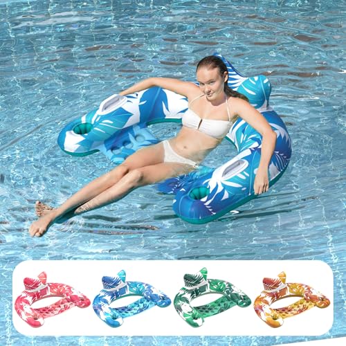 3 Pack Inflatable Pool Float Chairs with Cupholders & Handles S377