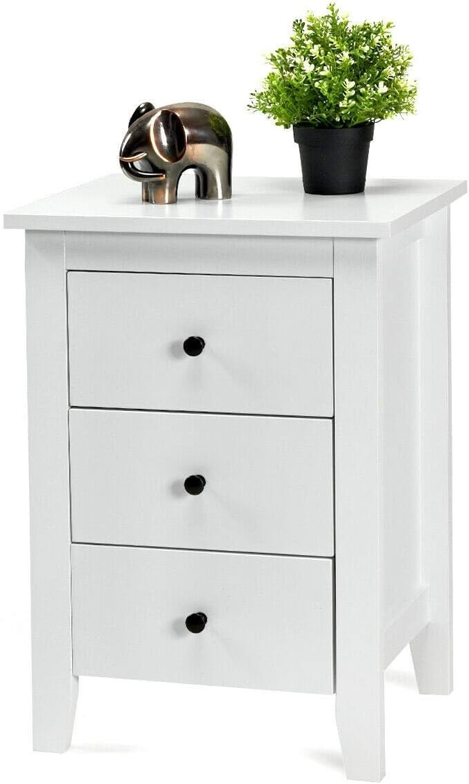 Black 3 Drawer Wood Nightstand C655