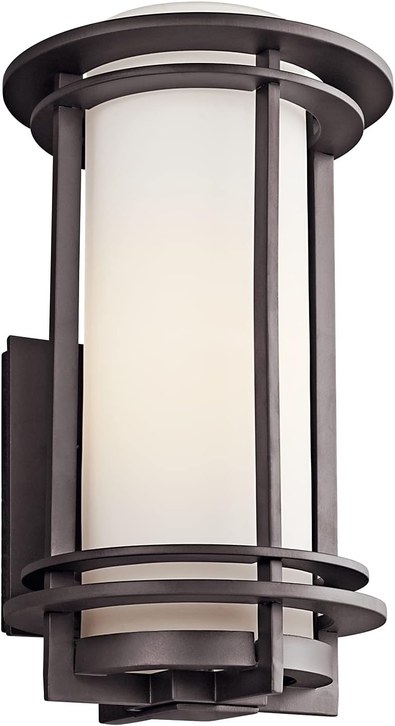 1 Light Outdoor Wall Light with Satin Etched Opal Glass in Architectural Bronze N7473