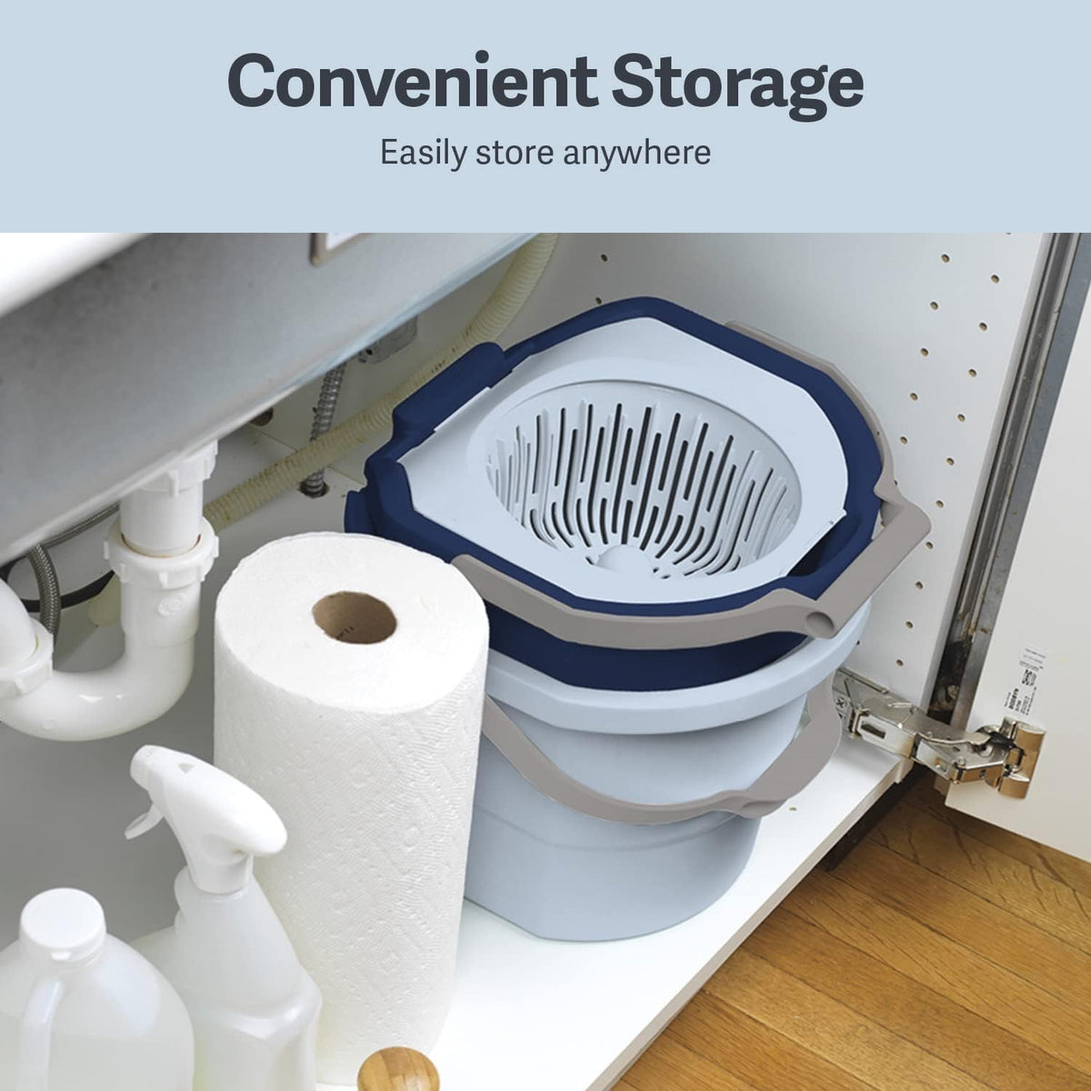 Blue/White Spin Mop and Mopping Bucket Set with Refill W690