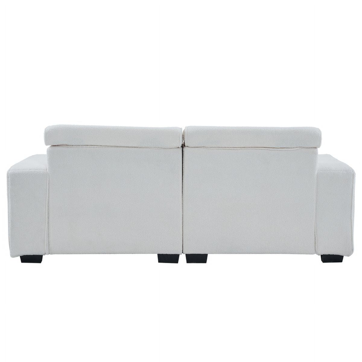 Off-White Teddy Velvet 2-Seat Sofa Bed with Detachable Armrests Z32591