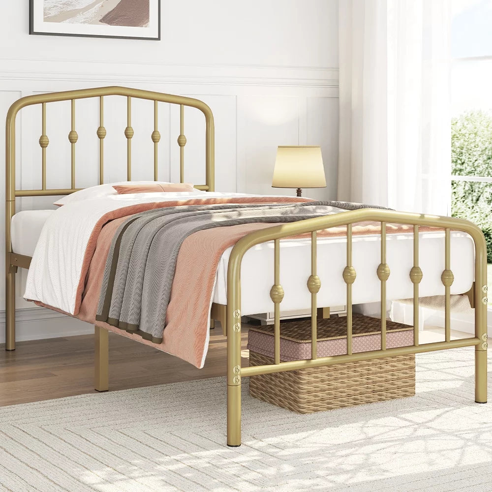Queen Black Metal Platform Bed with Arched Headboard H817109