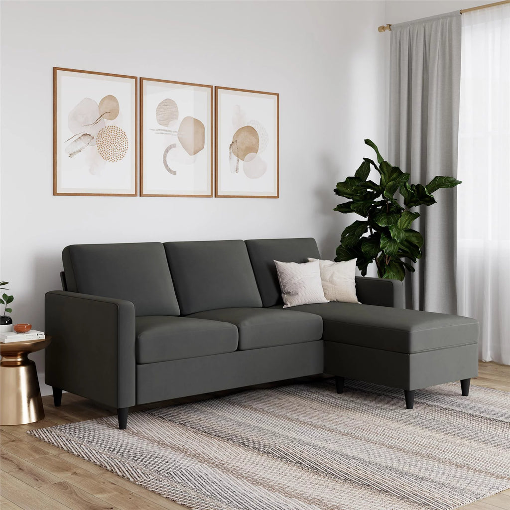 Beige Linen Reversible Sectional Sofa G543416