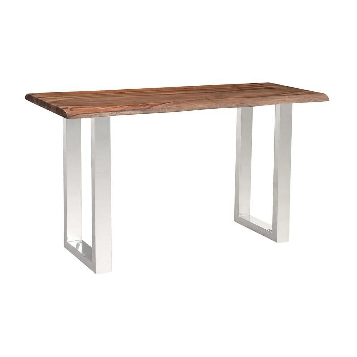 Wood Console Table with Brown Top Chrome Base T57216