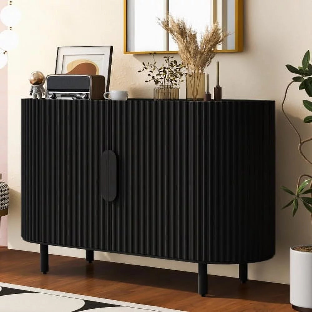 Black Curved Sideboard with Adjustable Shelves U677