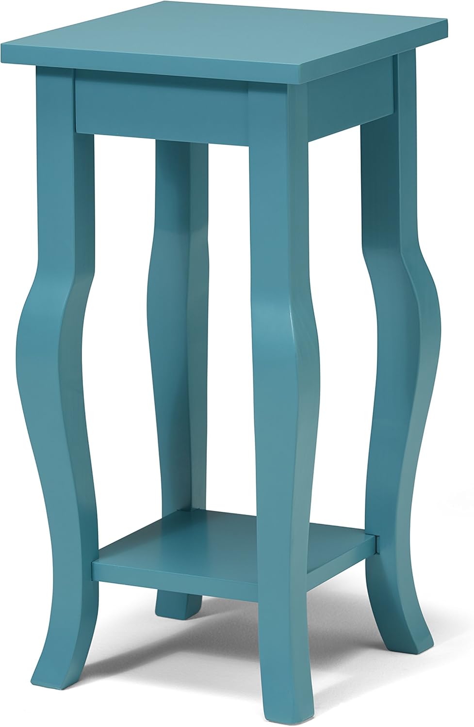 Black Wood Pedestal End Table with Lower Display Shelf, Pack of 2 C963