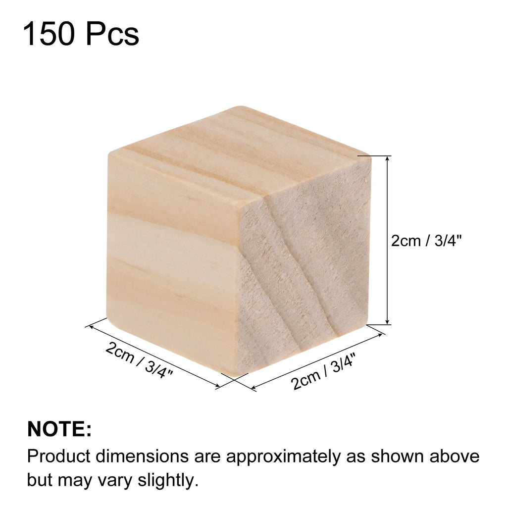 3/4 Inch Unfinished Pine Wood Blocks, 150 Pack G477