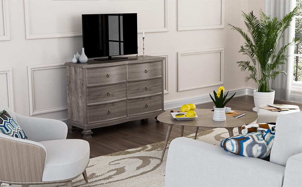 White 6 Drawer Wooden Dresser X315
