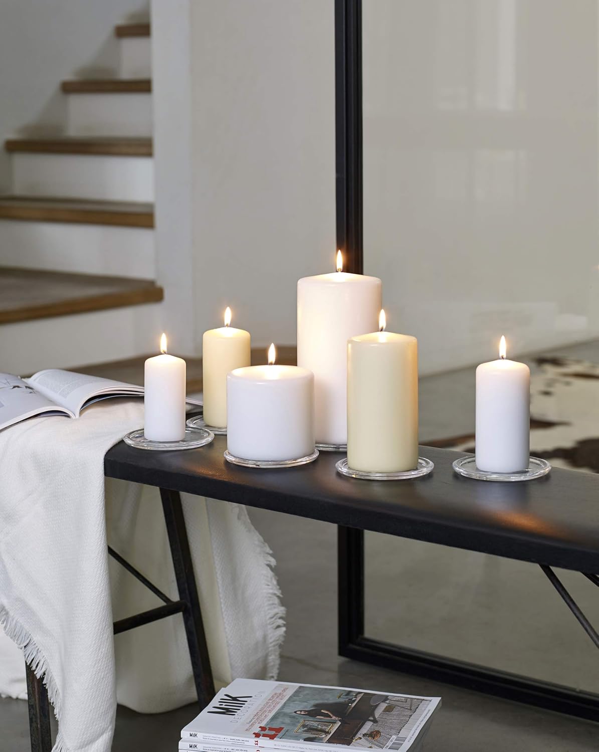 White Pillar Candles Set of 20 Unscented Dripless C185653