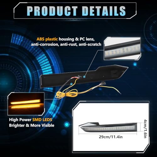 2 PCS White Amber LED Front Side Marker Daytime Running Light V98911