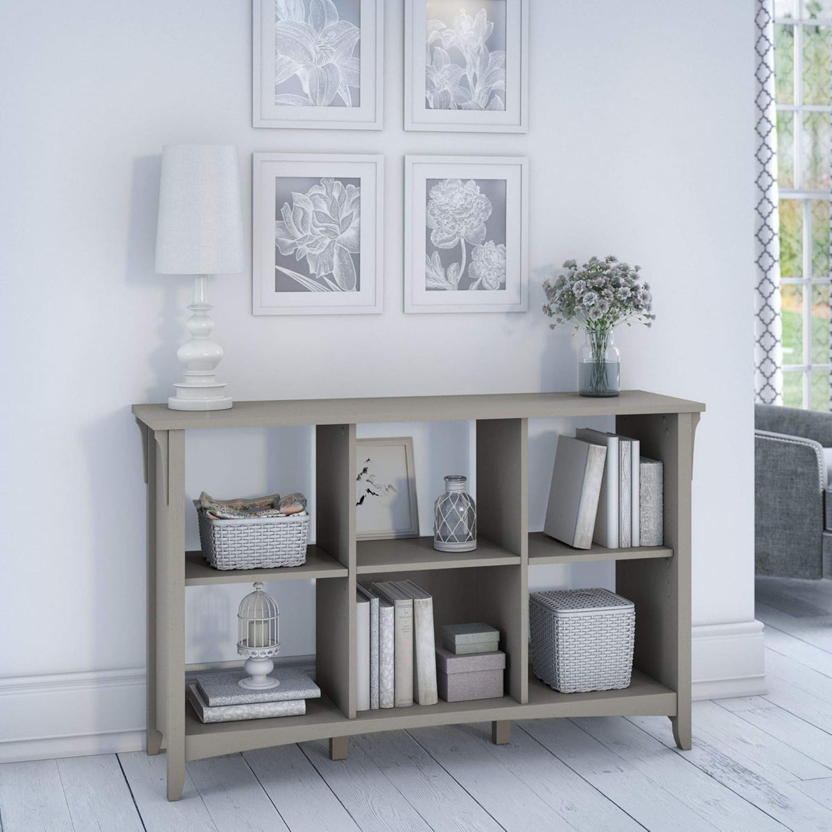 Gray Storage Cabinet with Doors and 6 Cube Organizer Z2702