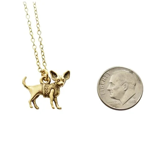 24K Gold Plated Pewter Chihuahua Necklace S69656