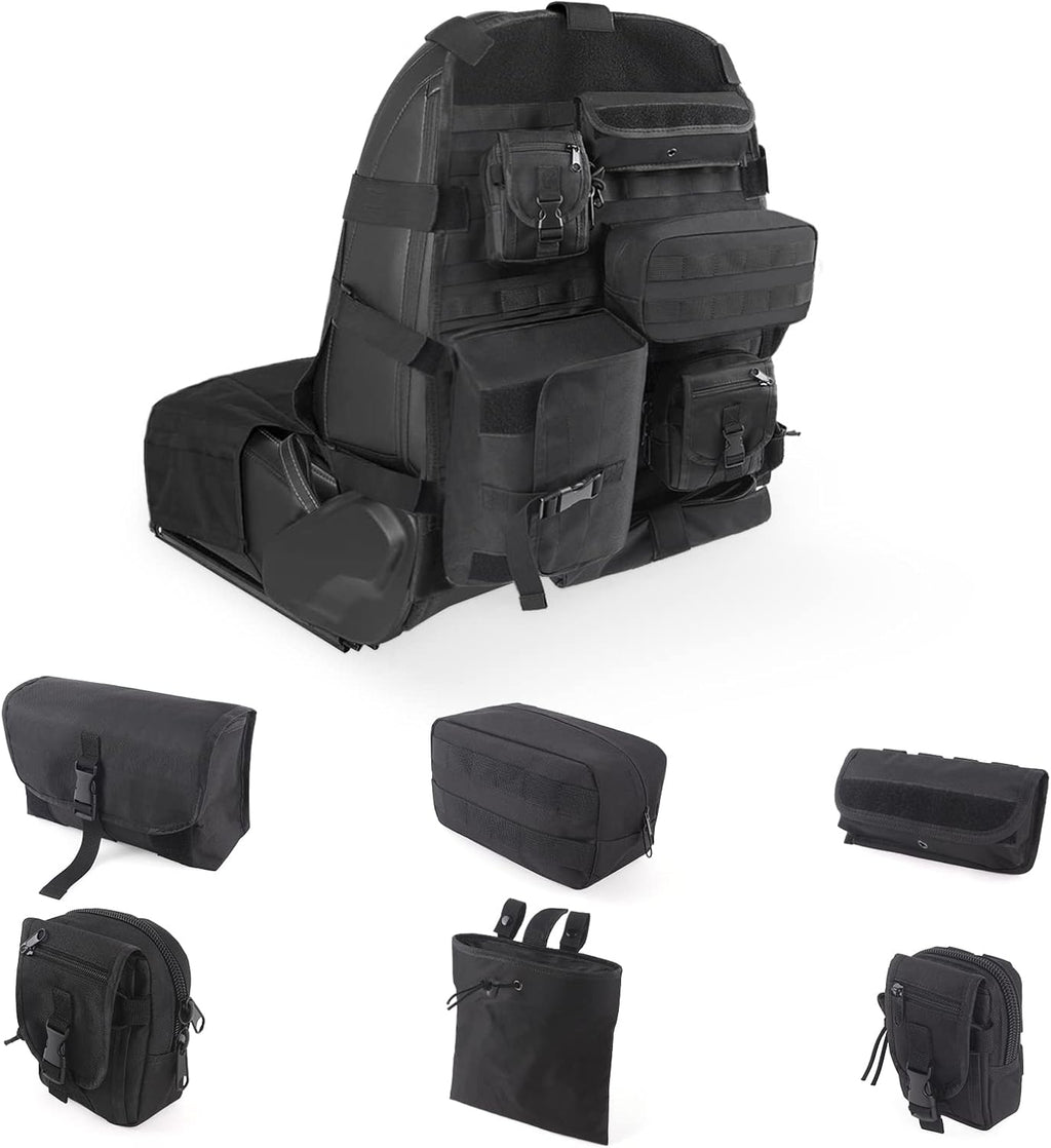 Tactical Car Seat Back Organizer with 6 Detachable Pockets Pack of 2 A4695