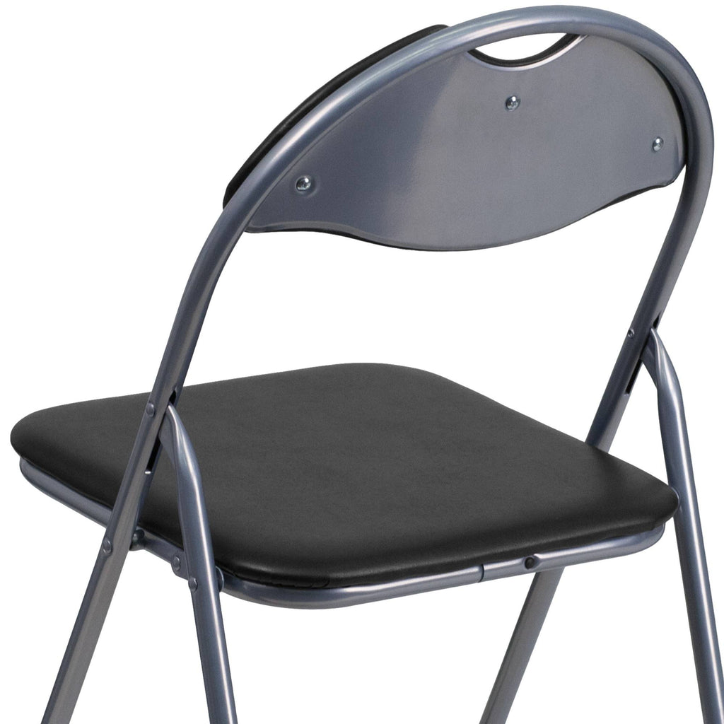 Black Vinyl Metal Folding Chair 4 Pk E851