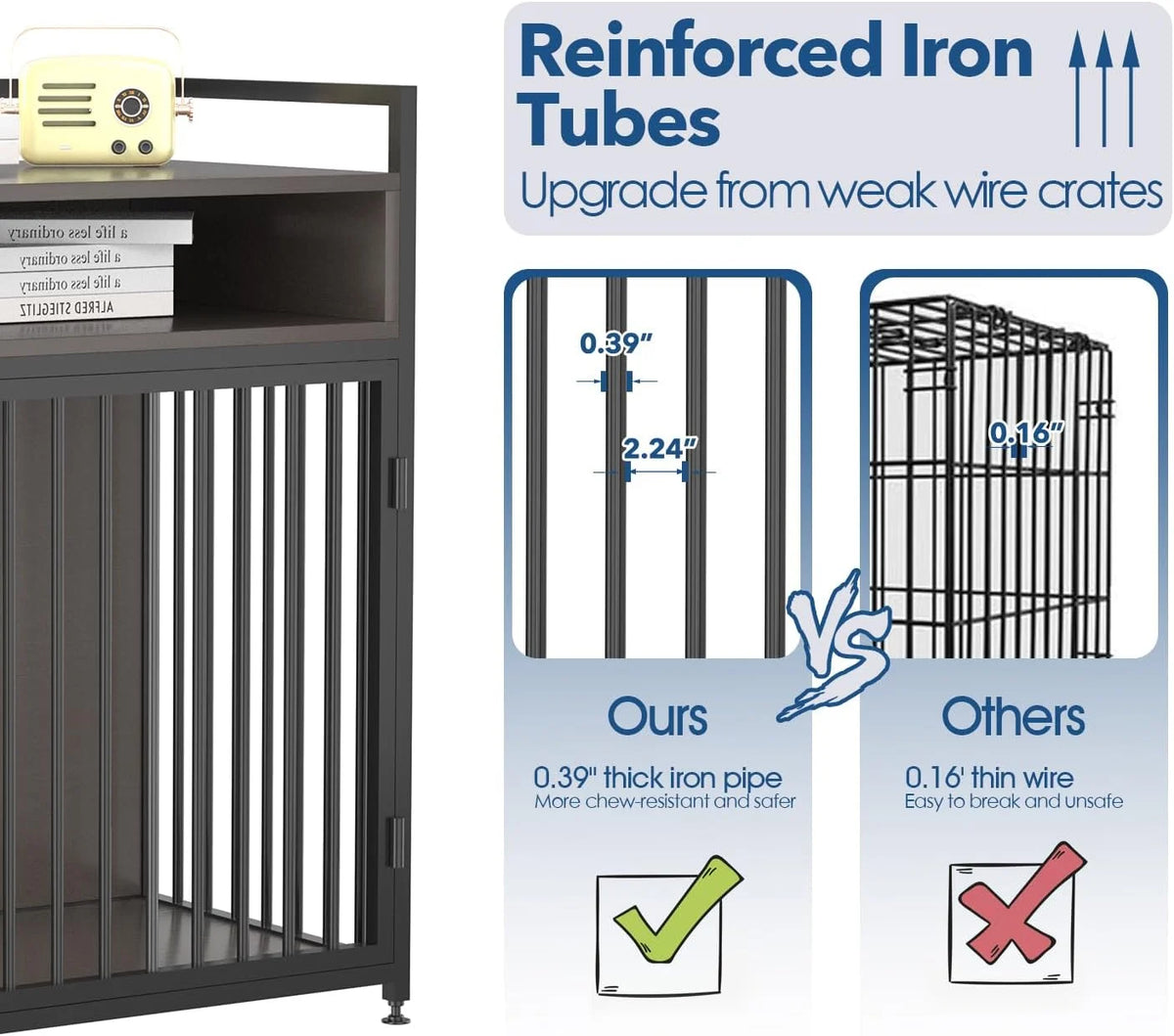 Large Dog Crate Furniture with Detachable Door I70903