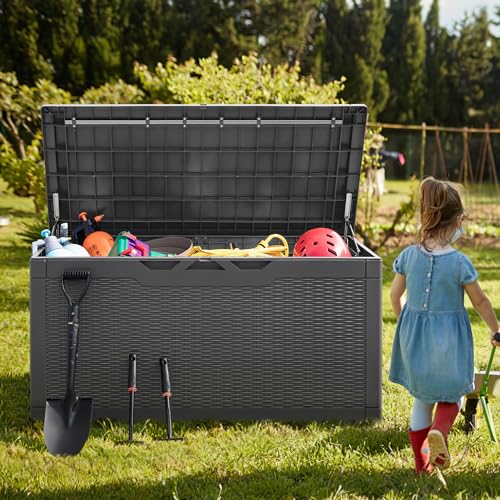 100 Gallon Resin Lockable Storage Box Black X112