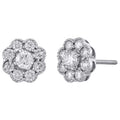 14K White Gold Solitaire Diamond Flower Stud Earrings 1 CT. A4619