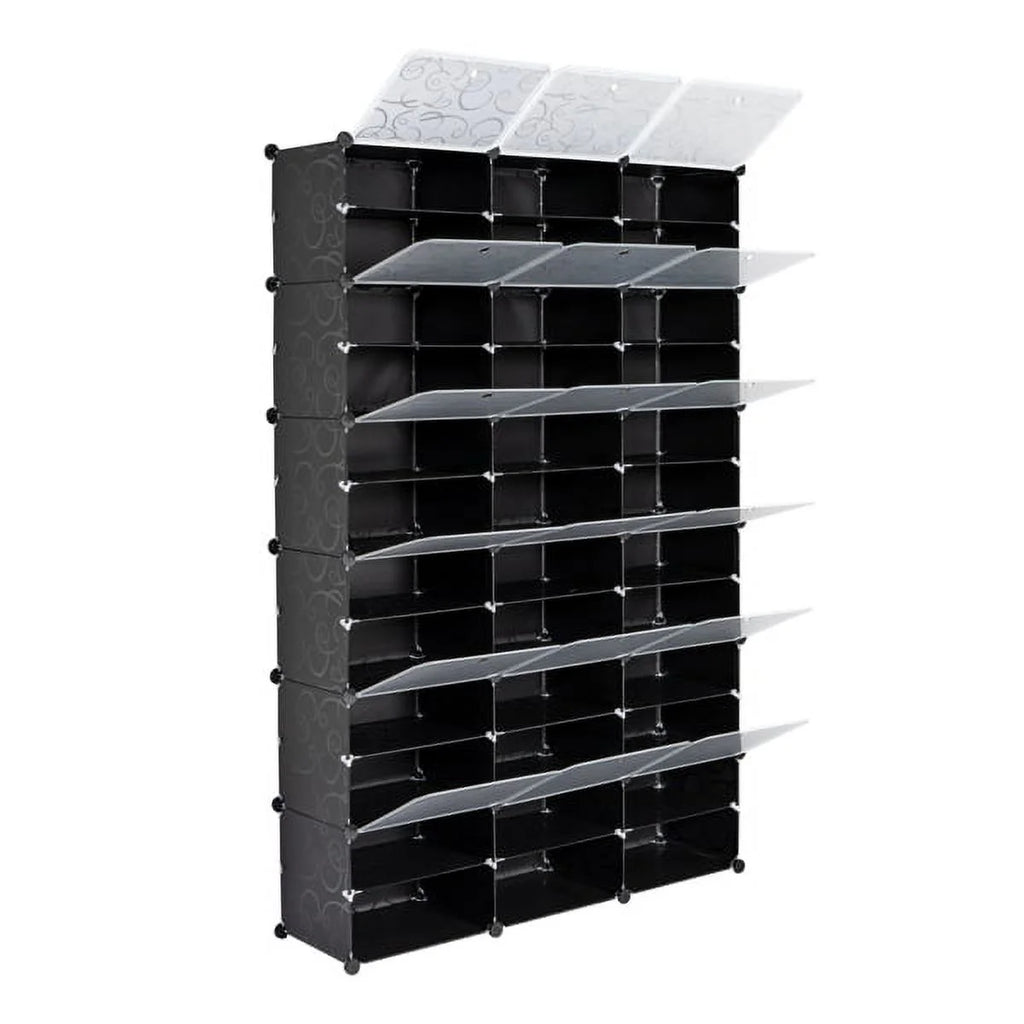 Black 12-Tier Expandable Shoe Rack Tower Storage Cabinet P109689