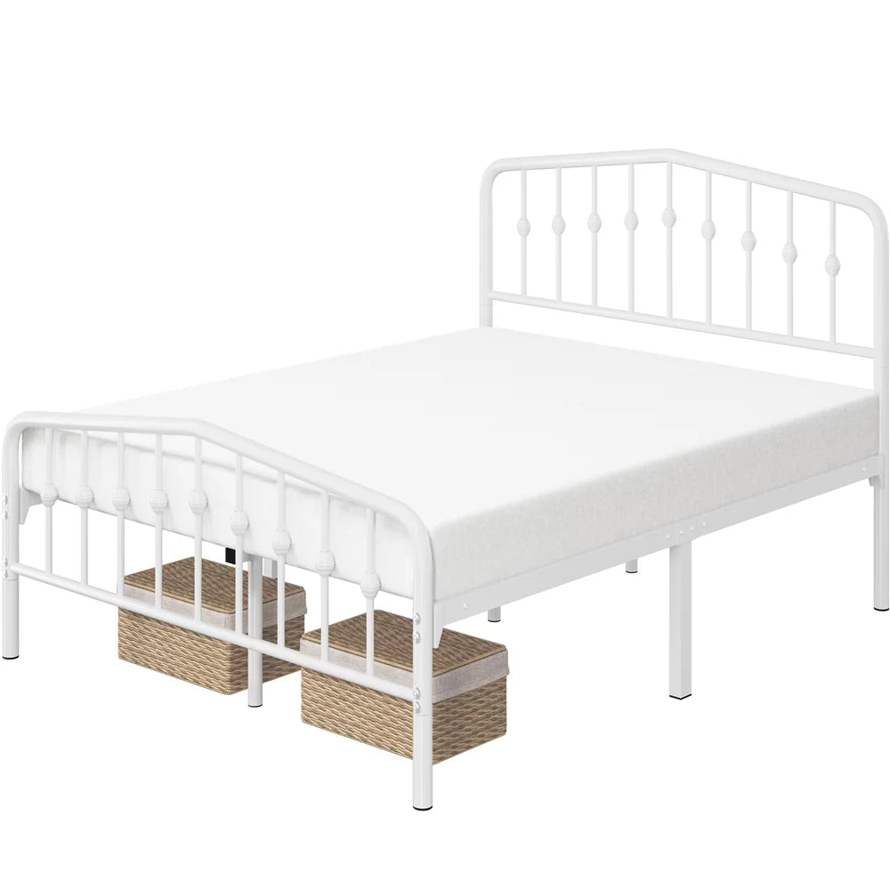 Queen Black Metal Platform Bed with Arched Headboard H817109