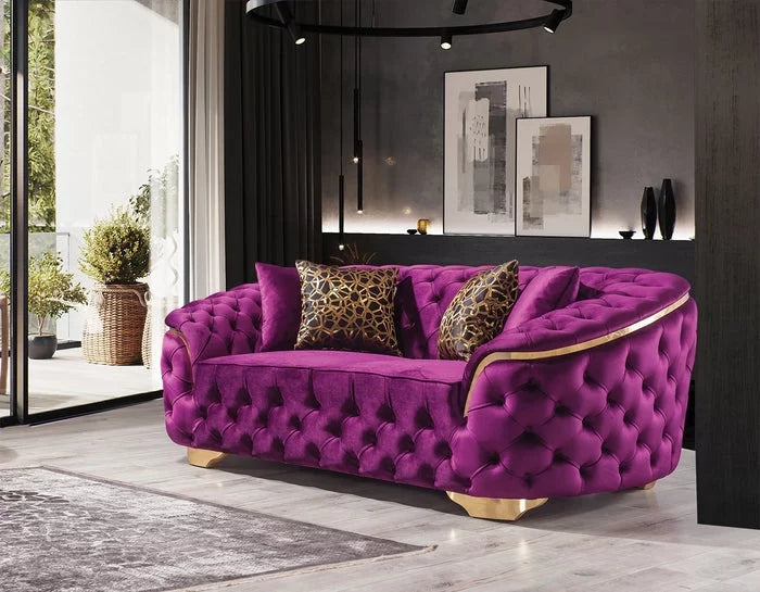 Purple Velvet Sofa & Loveseat Q7356