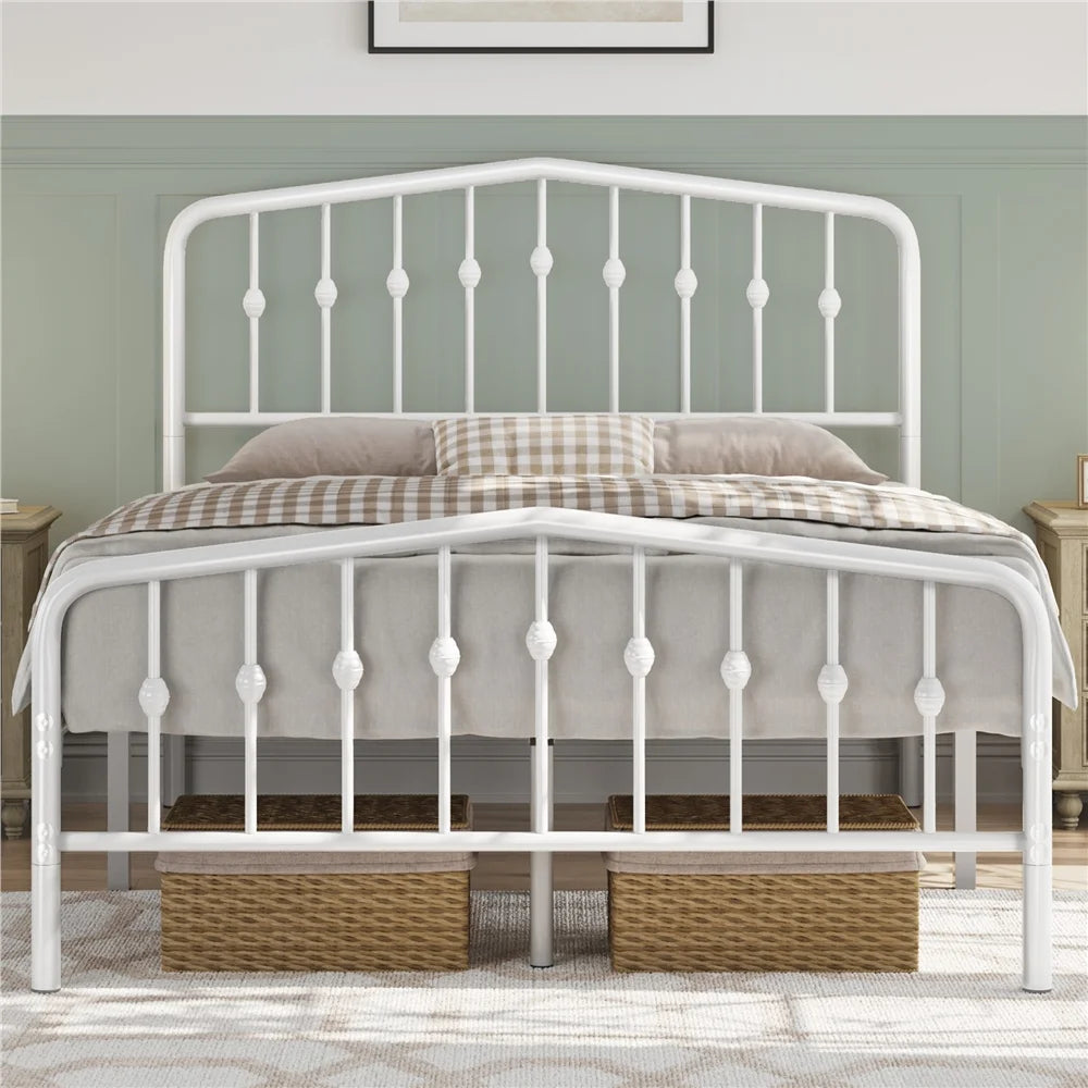 Queen Black Metal Platform Bed with Arched Headboard H817109