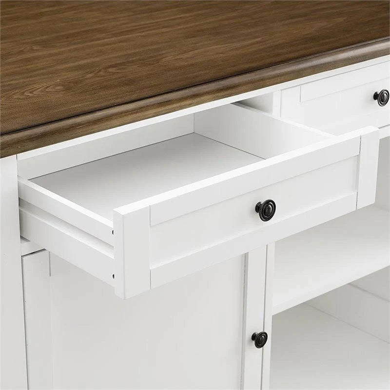 White Kitchen Island with 2 Stools W761