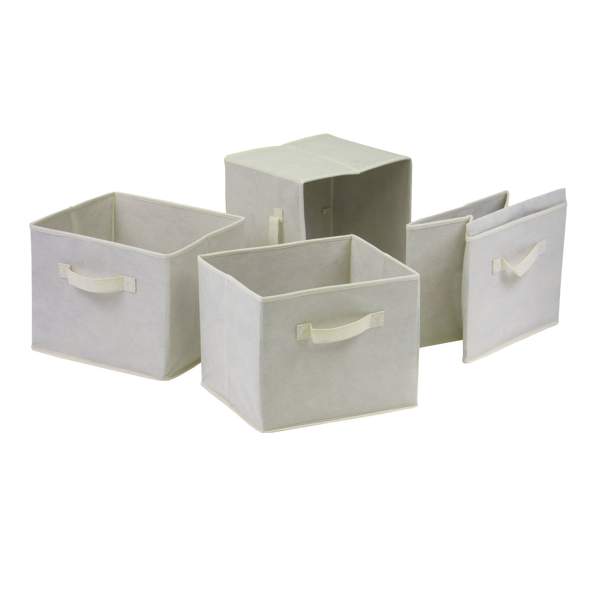 Set of 4 Beige Foldable Rectangular Fabric Baskets D338404