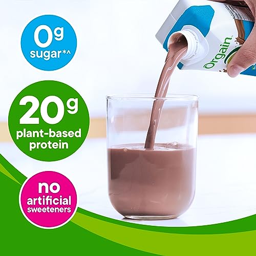 Organic Vegan Protein Shake, Creamy Chocolate, 20g Plant Based Protein, 11 Fl Oz (Pack of 12) Y62984