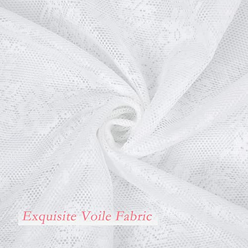 White Semi Sheer Voile Curtains 72 Inches 2 Pieces W187