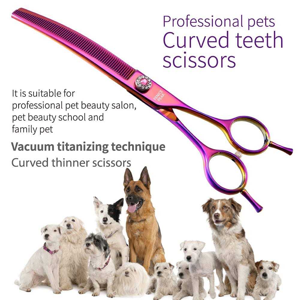 Curved Thinning Dog Grooming Scissors 7.0'' 440C Steel L748625